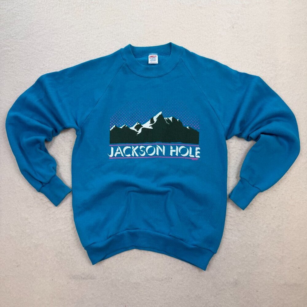 Vintage 1985 Russell Jackson Hole Graphic Crewneck Pullover Sweatshirt Size M